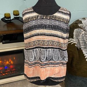 Roz & Al sleeveless blouse with flattering overlay